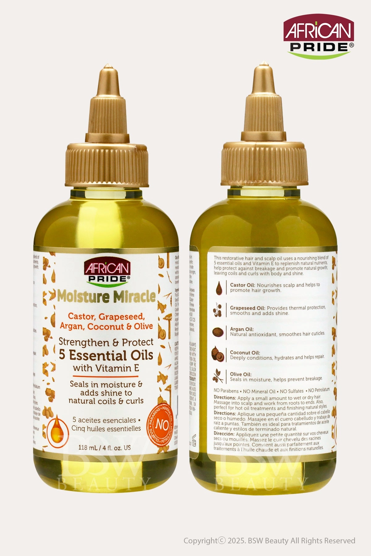 AFRICAN PRIDE MOISTURE MIRACLE STRENGTHEN & PROTECT 5 ESSENTIAL OILS 4oz