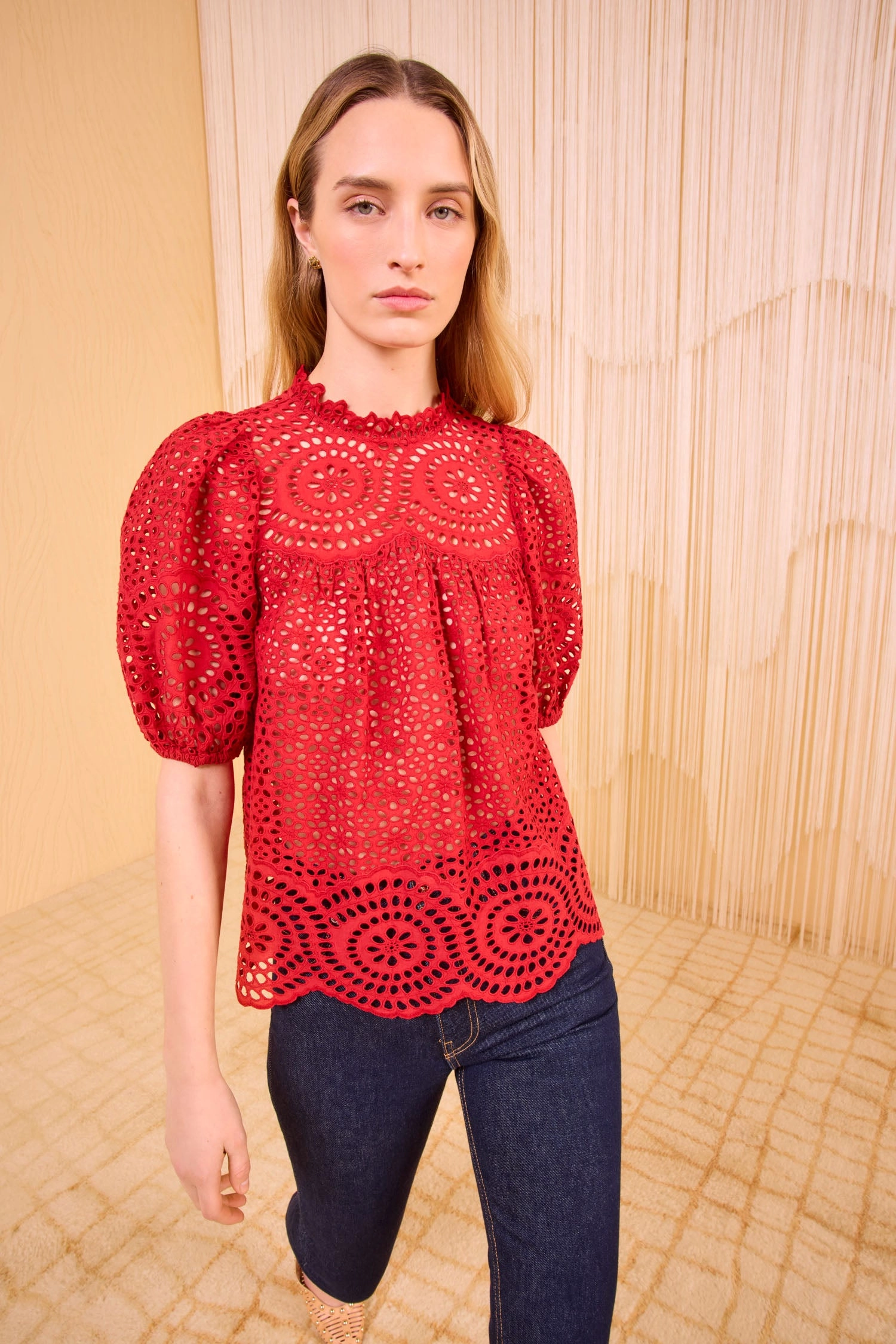 Arda Puff Short Sleeve Blouse - Henna