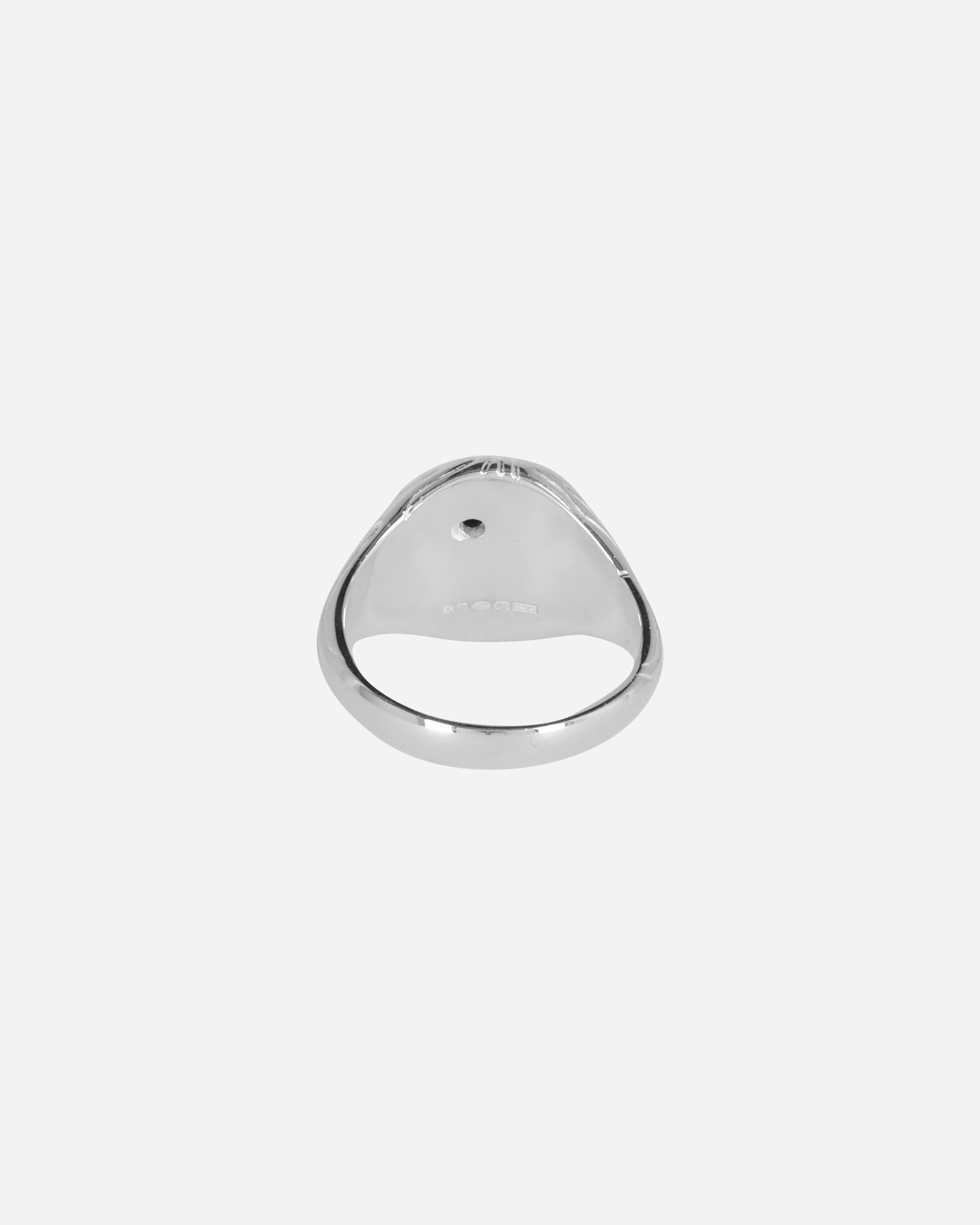 Black Diamond Globe Signet Ring Silver