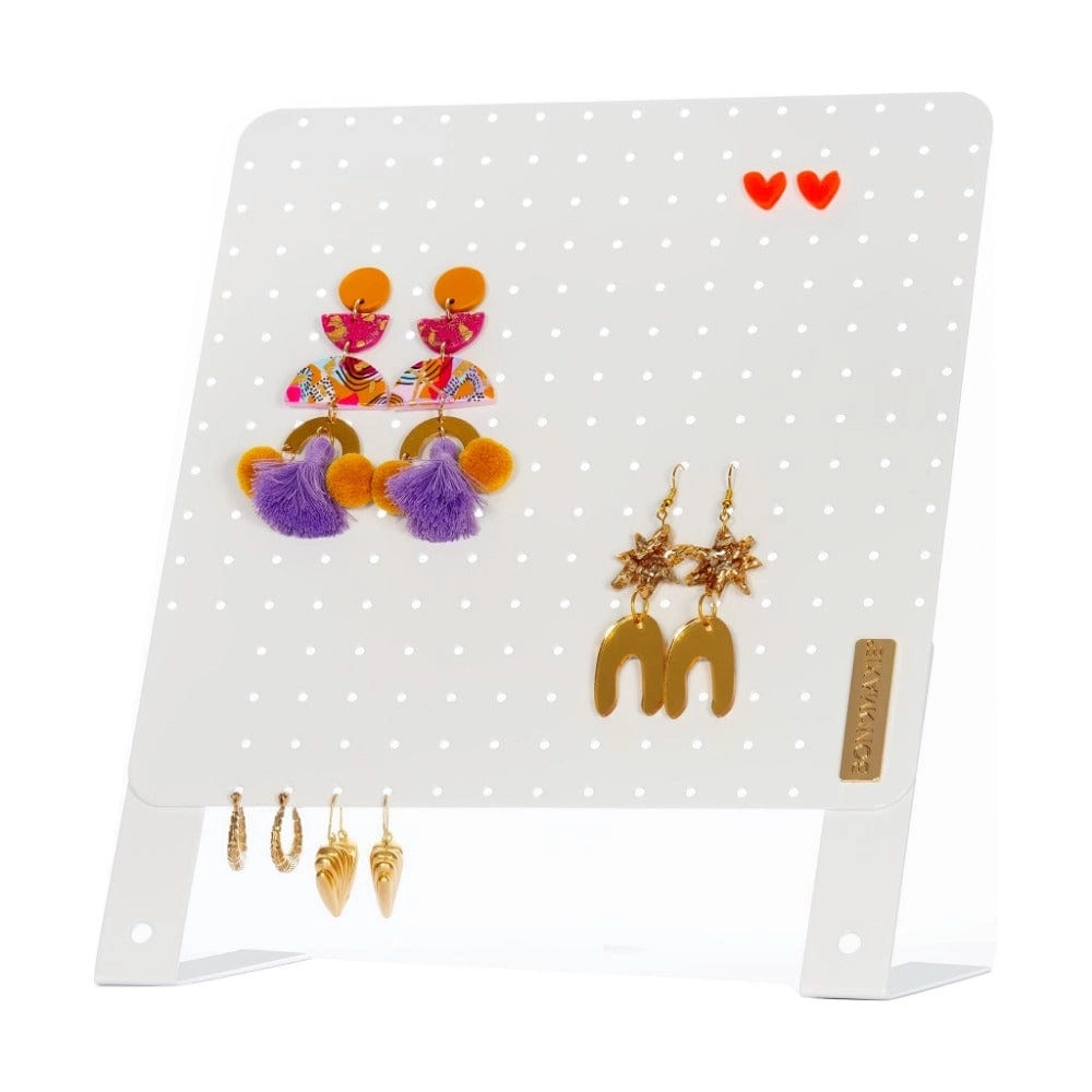 Classic Earring Holder -- White - Up to 120 Pairs