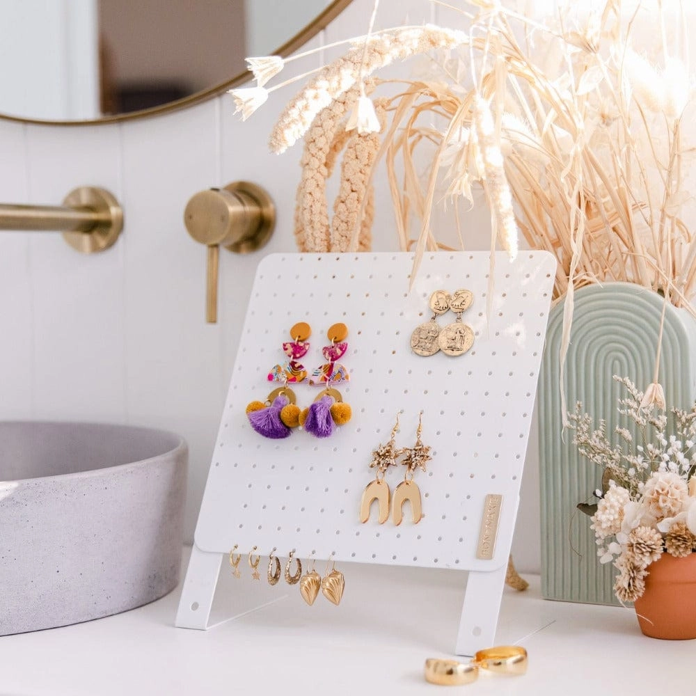 Classic Earring Holder -- White - Up to 120 Pairs