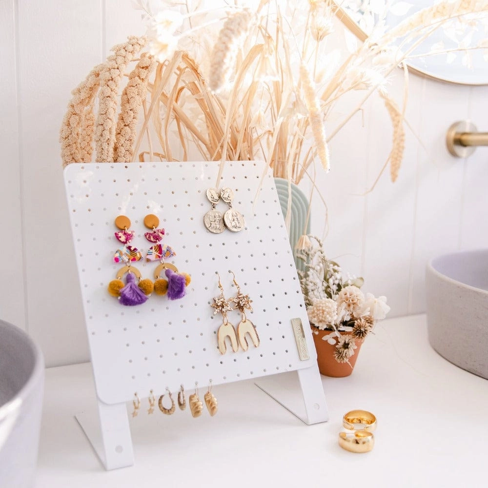 Classic Earring Holder -- White - Up to 120 Pairs