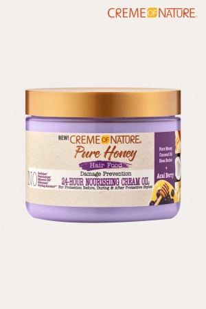 CREME OF NATURE PURE HONEY HAIR FOOD DAMAGE PREVENTION 24-HOUR NOURISHING CREAM OIL ACAI BERRY 4.7oz