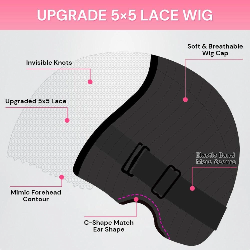FLASH SALE | 20 Inches Body Wave Dark Brown 5X5 Wear&Go Transparent Lace Wig With Bang