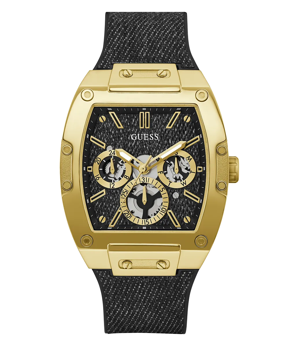 Guess Mens Black Gold Tone Multi-function Watch