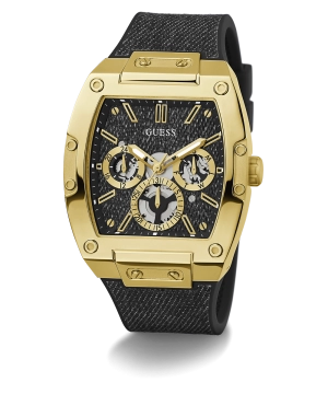 Guess Mens Black Gold Tone Multi-function Watch