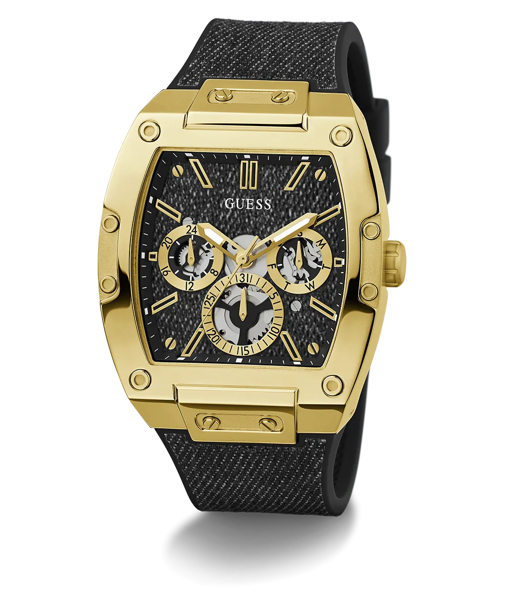 Guess Mens Black Gold Tone Multi-function Watch