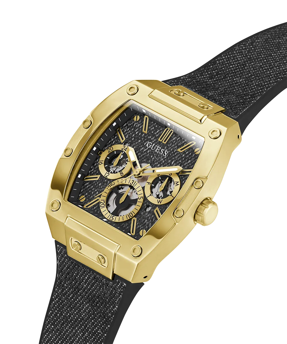 Guess Mens Black Gold Tone Multi-function Watch