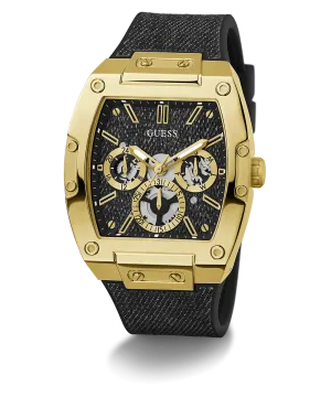 Guess Mens Black Gold Tone Multi-function Watch