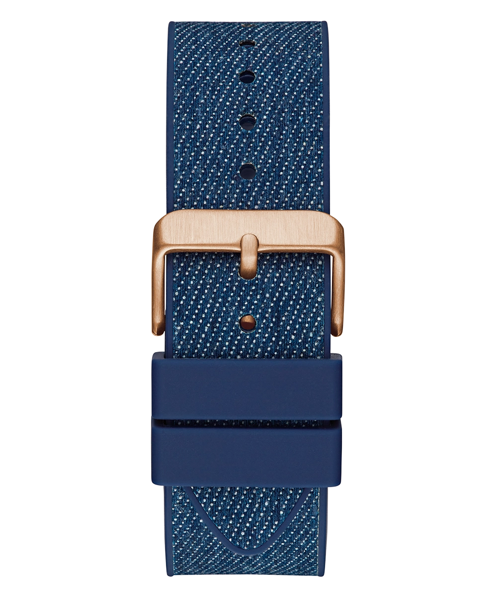 GUESS Mens Blue Rose Gold Tone Multi-function Watch