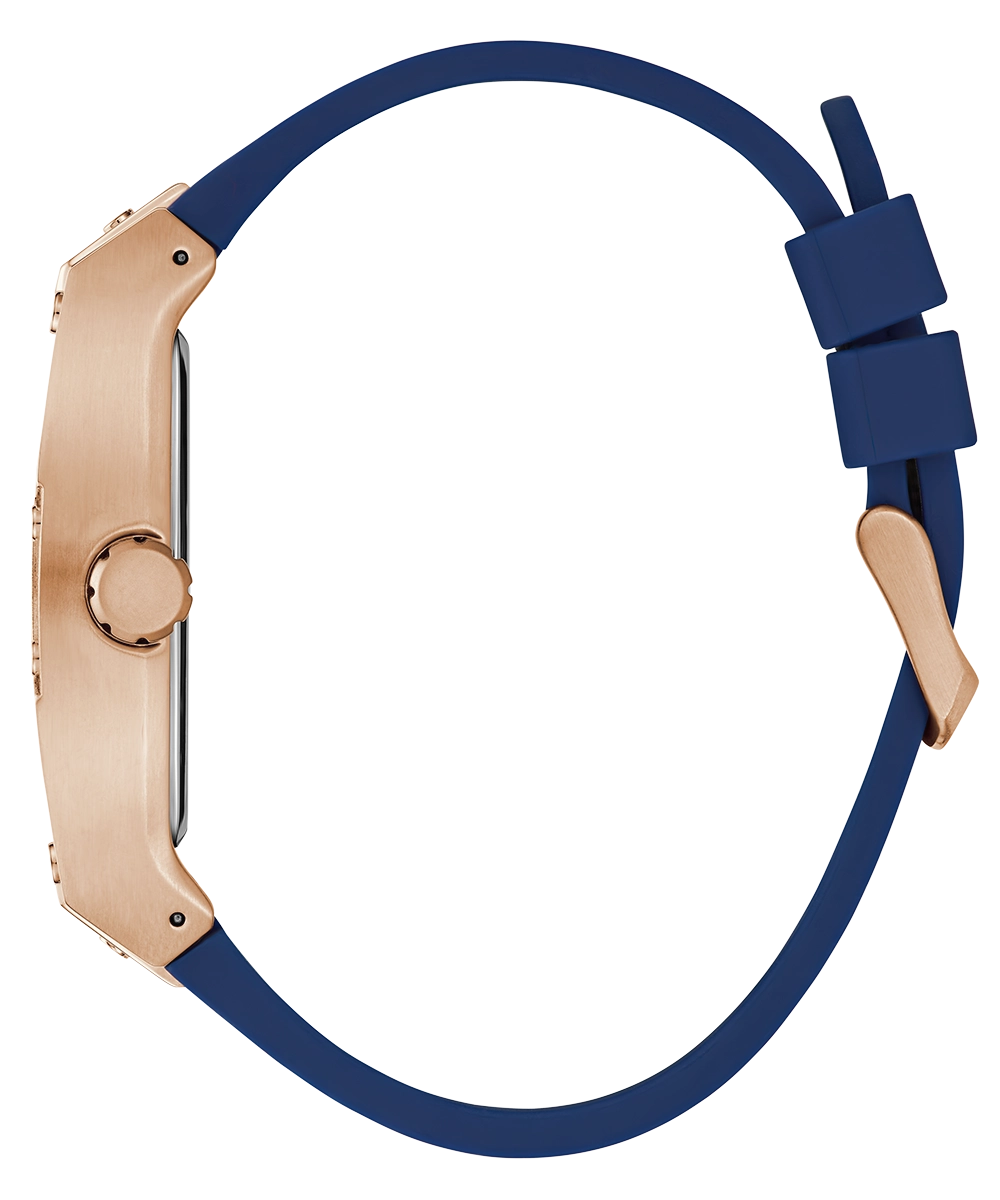 GUESS Mens Blue Rose Gold Tone Multi-function Watch
