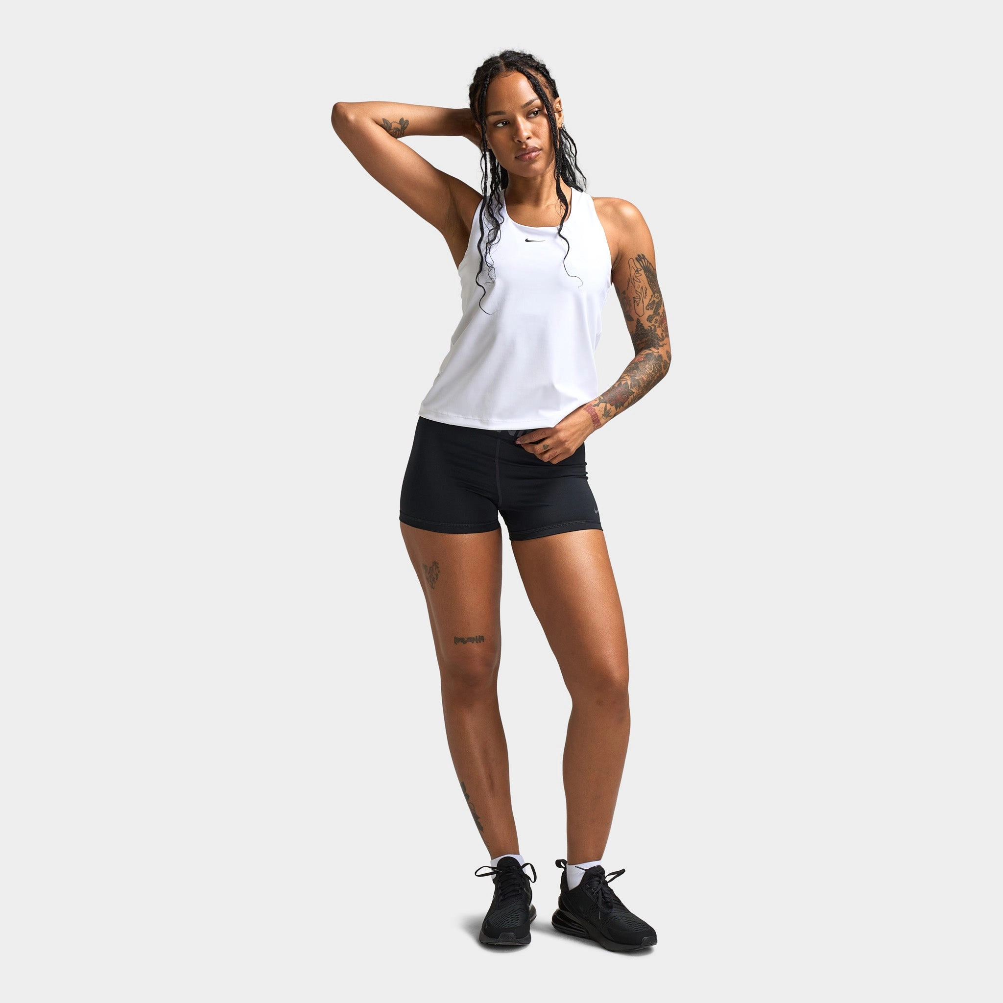 Nike Swoosh Women's Medium Support Padded Sports Bra Tank White / Stone Mauve - Black