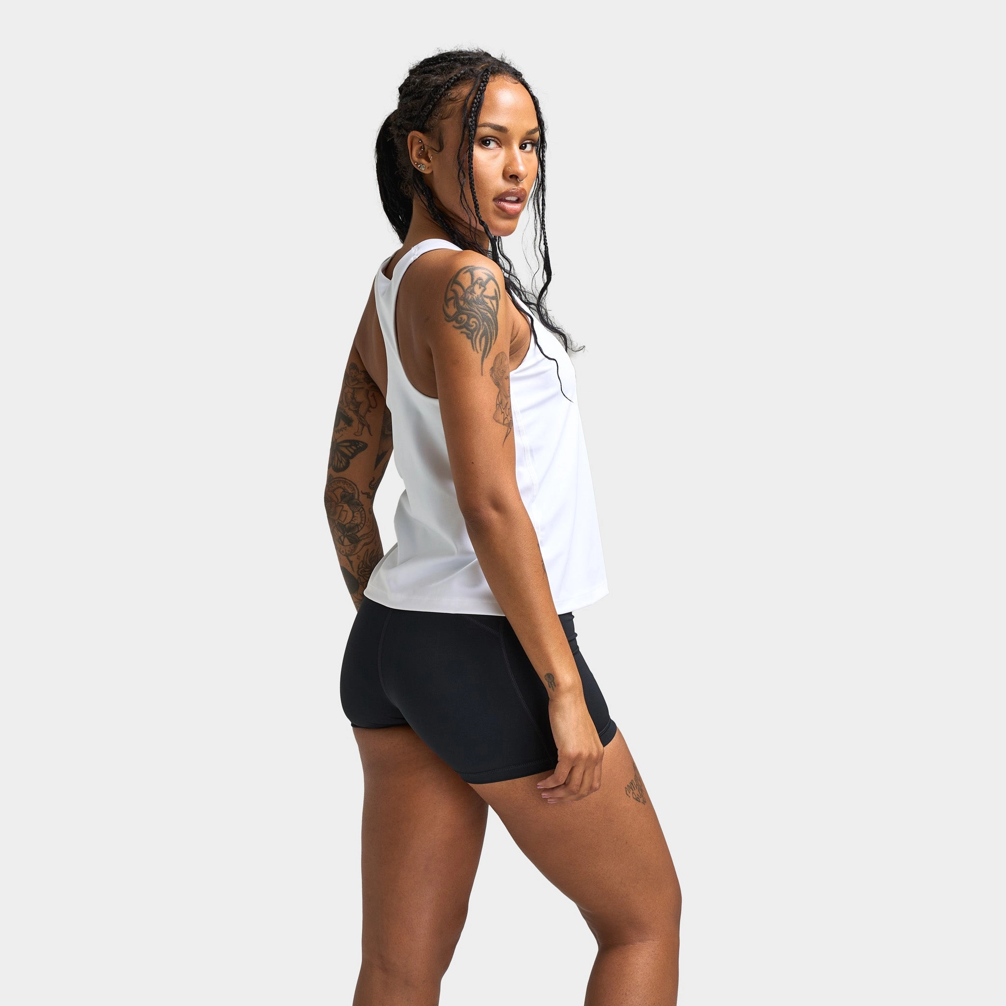 Nike Swoosh Women's Medium Support Padded Sports Bra Tank White / Stone Mauve - Black