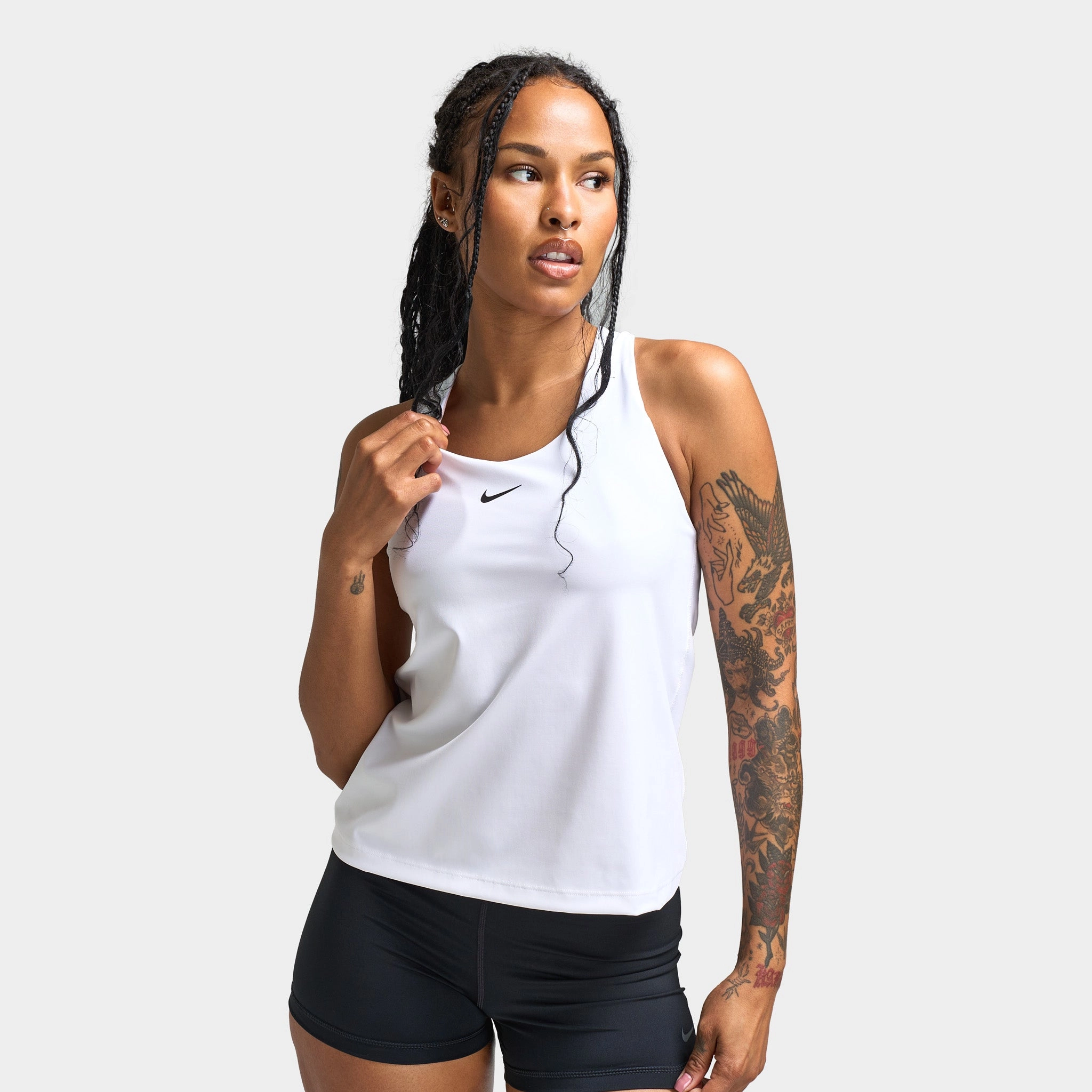 Nike Swoosh Women's Medium Support Padded Sports Bra Tank White / Stone Mauve - Black