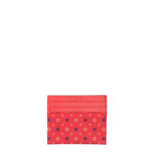 RED LEATHER AND SILK CREDIT CARD HOLDER