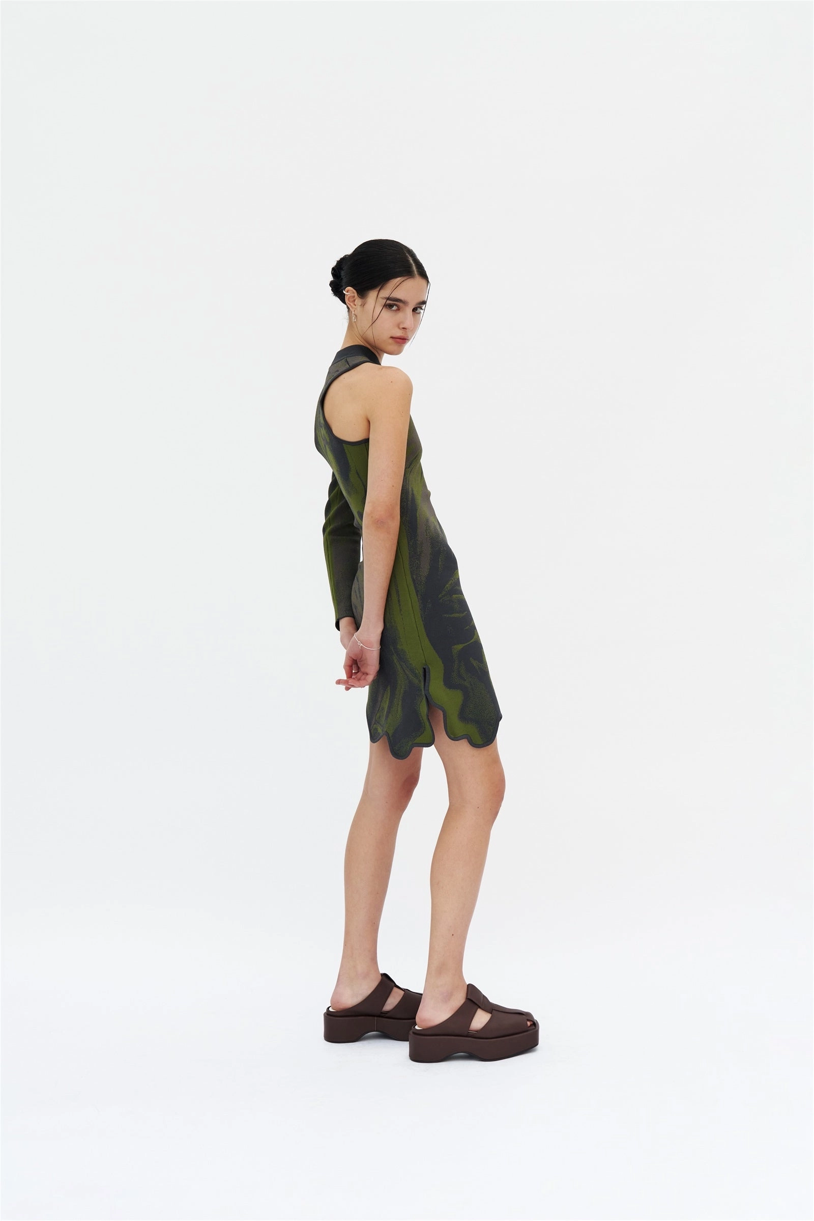 REX ONE SLEEVE WAVY DRESS