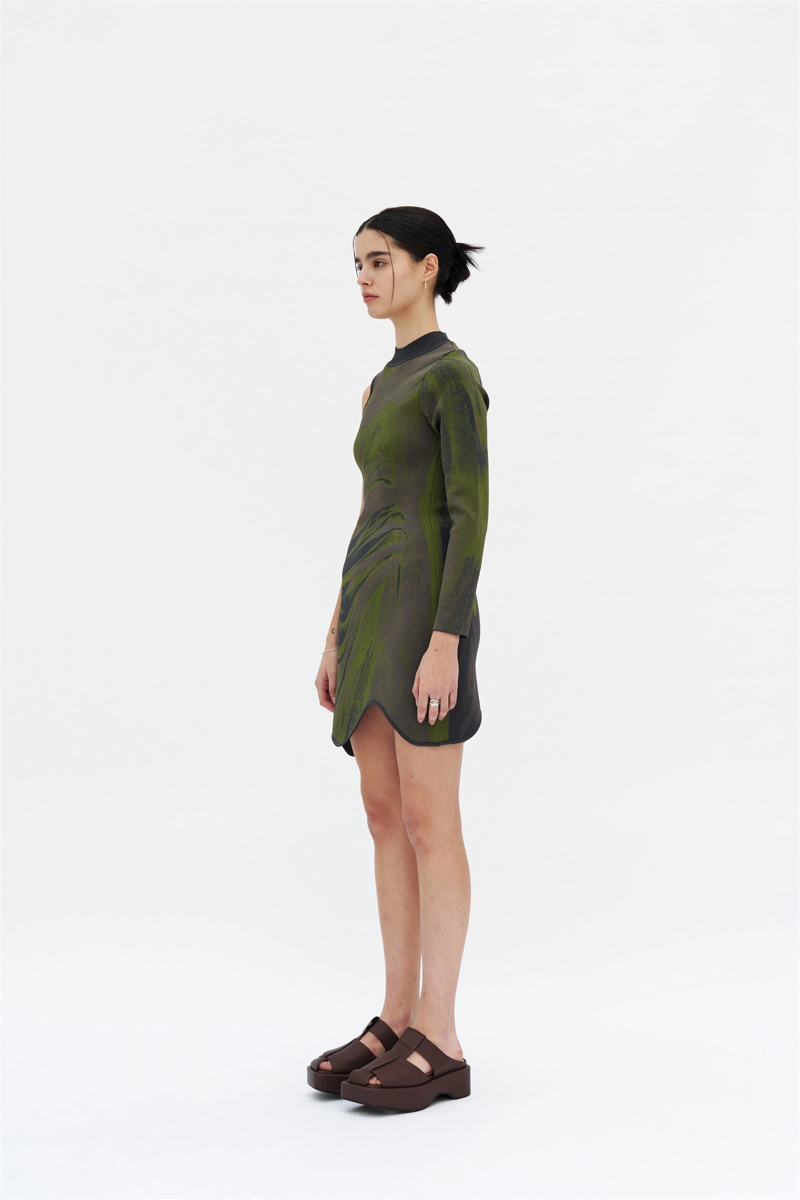 REX ONE SLEEVE WAVY DRESS