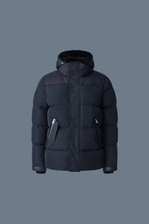 RILEY DOWN JACKET WITH REMOVABLE SHEARLING BIB BLACK