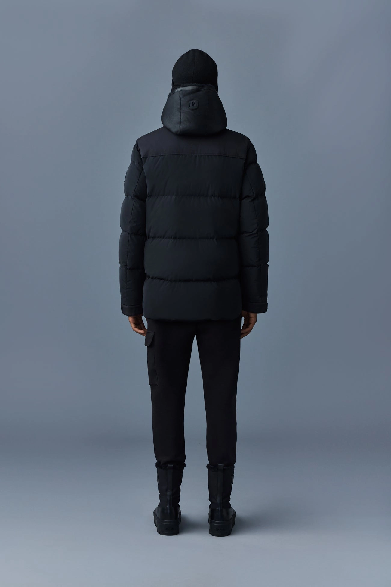 RILEY DOWN JACKET WITH REMOVABLE SHEARLING BIB BLACK