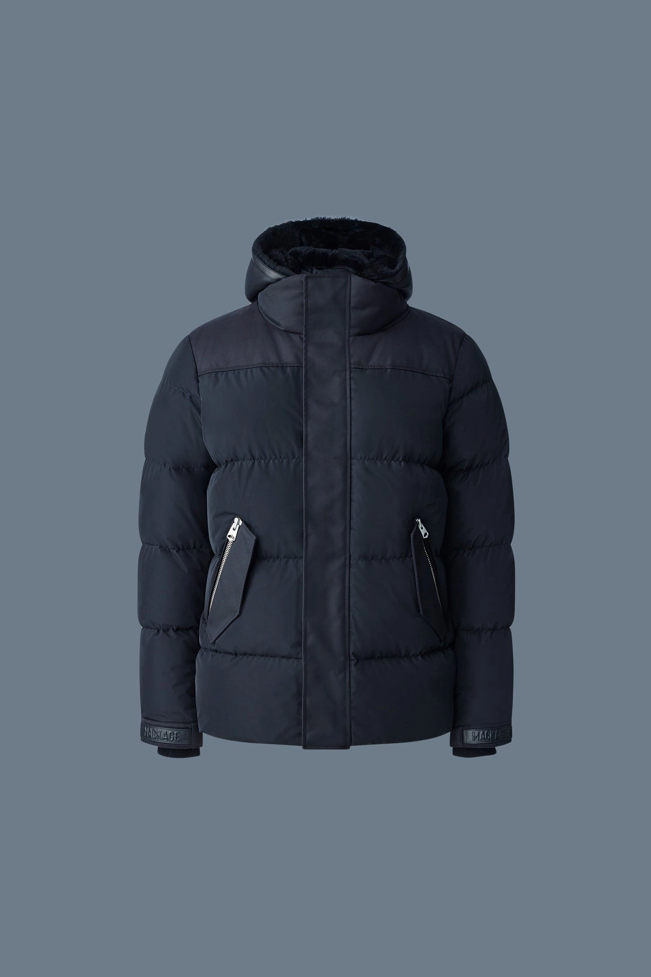 RILEY DOWN JACKET WITH REMOVABLE SHEARLING BIB BLACK