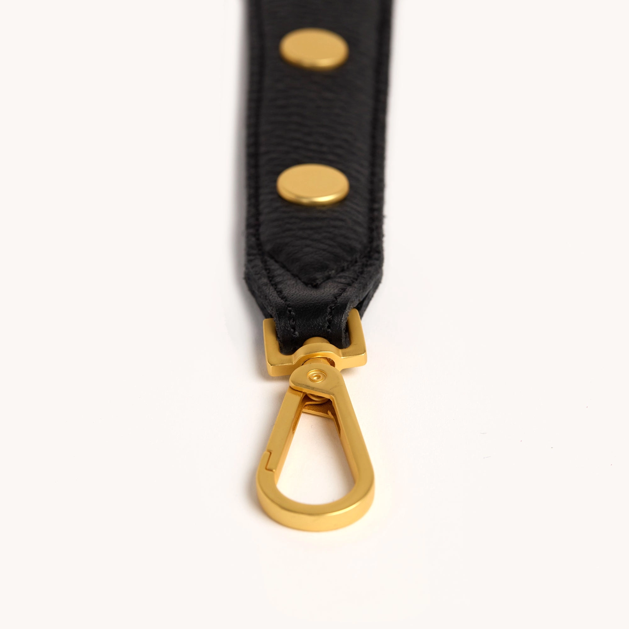 Riveted Shoulder Strap | Black Pebbled/Brushed Gold