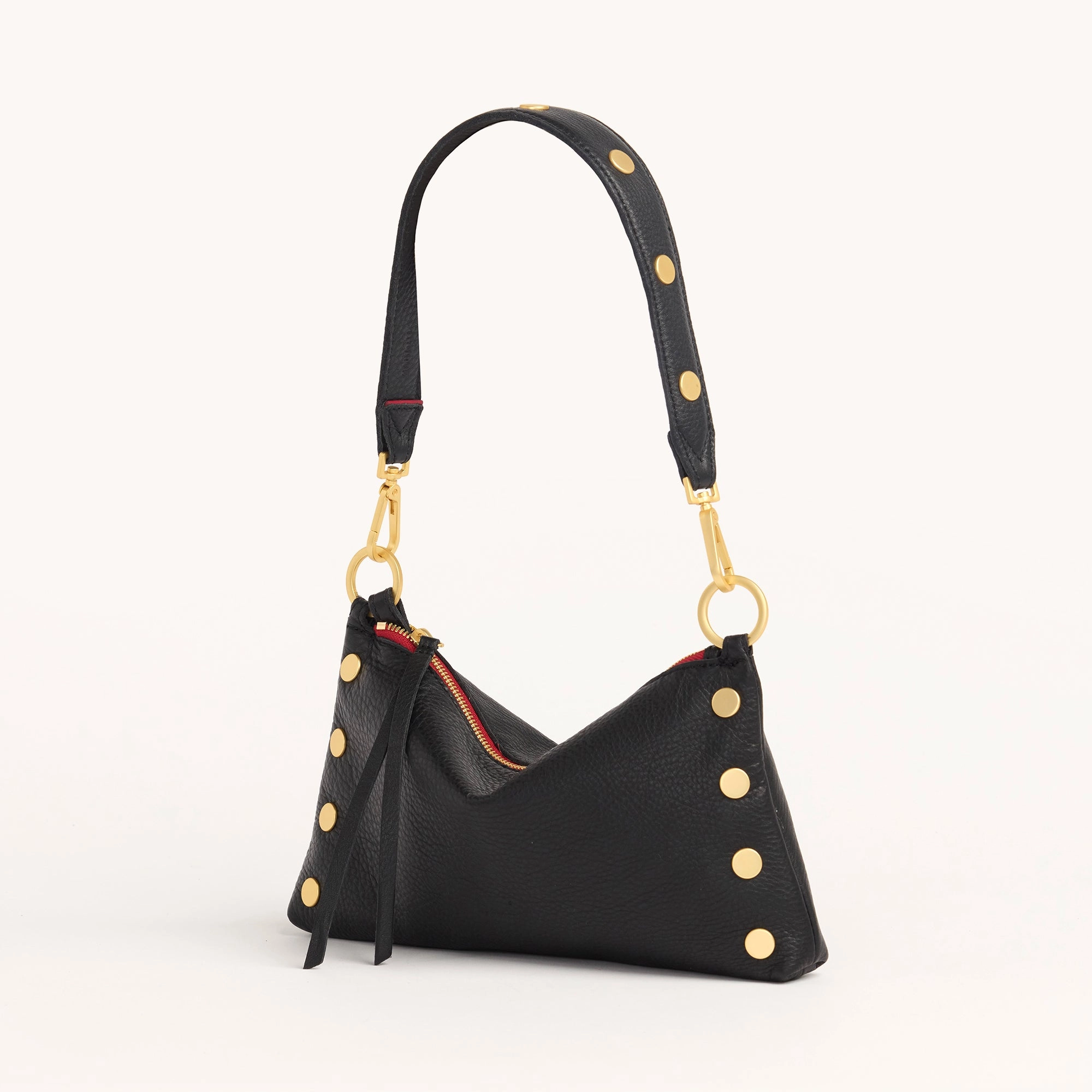 Riveted Shoulder Strap | Black Pebbled/Brushed Gold