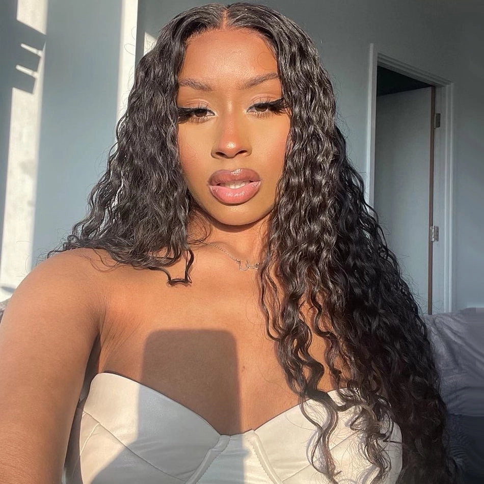 Tuneful 13X4 Undetectable HD Full Frontal Lace Human Hair Wigs Water Wave 5x5 HD Lace Closure Wigs