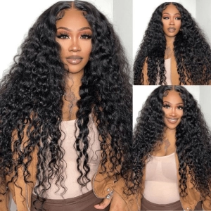 Tuneful 13X4 Undetectable HD Full Frontal Lace Human Hair Wigs Water Wave 5x5 HD Lace Closure Wigs
