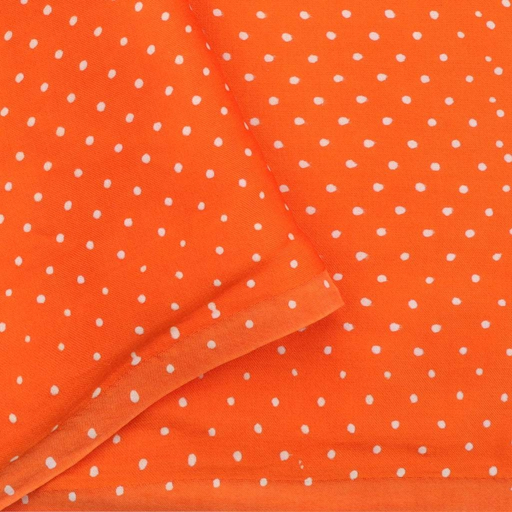 Vibrant Orange Printed Satin Silk Saree.