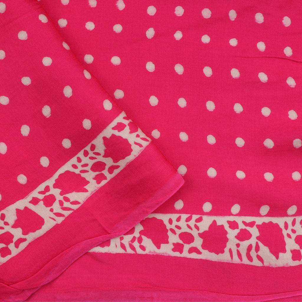 Vibrant Pink Printed Satin Silk Saree
