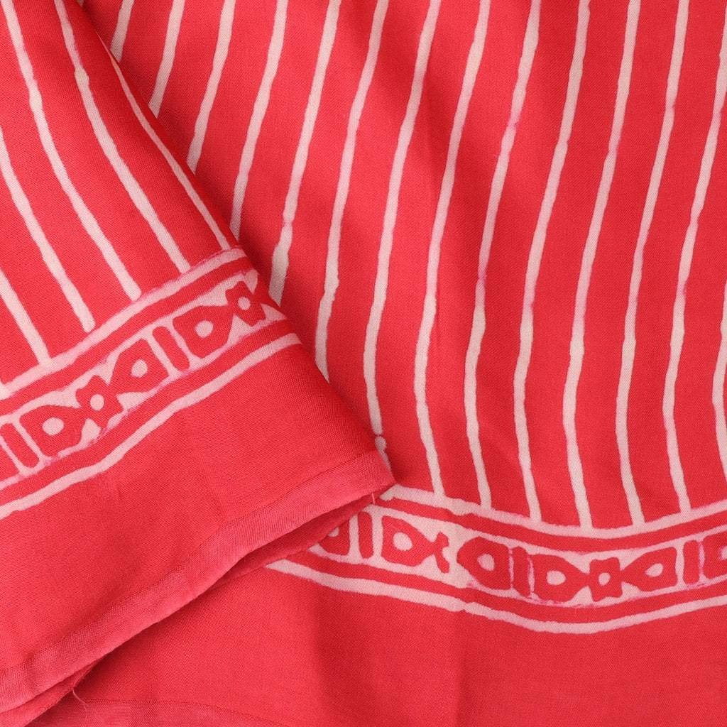 Vibrant Red Printed Satin Silk Saree