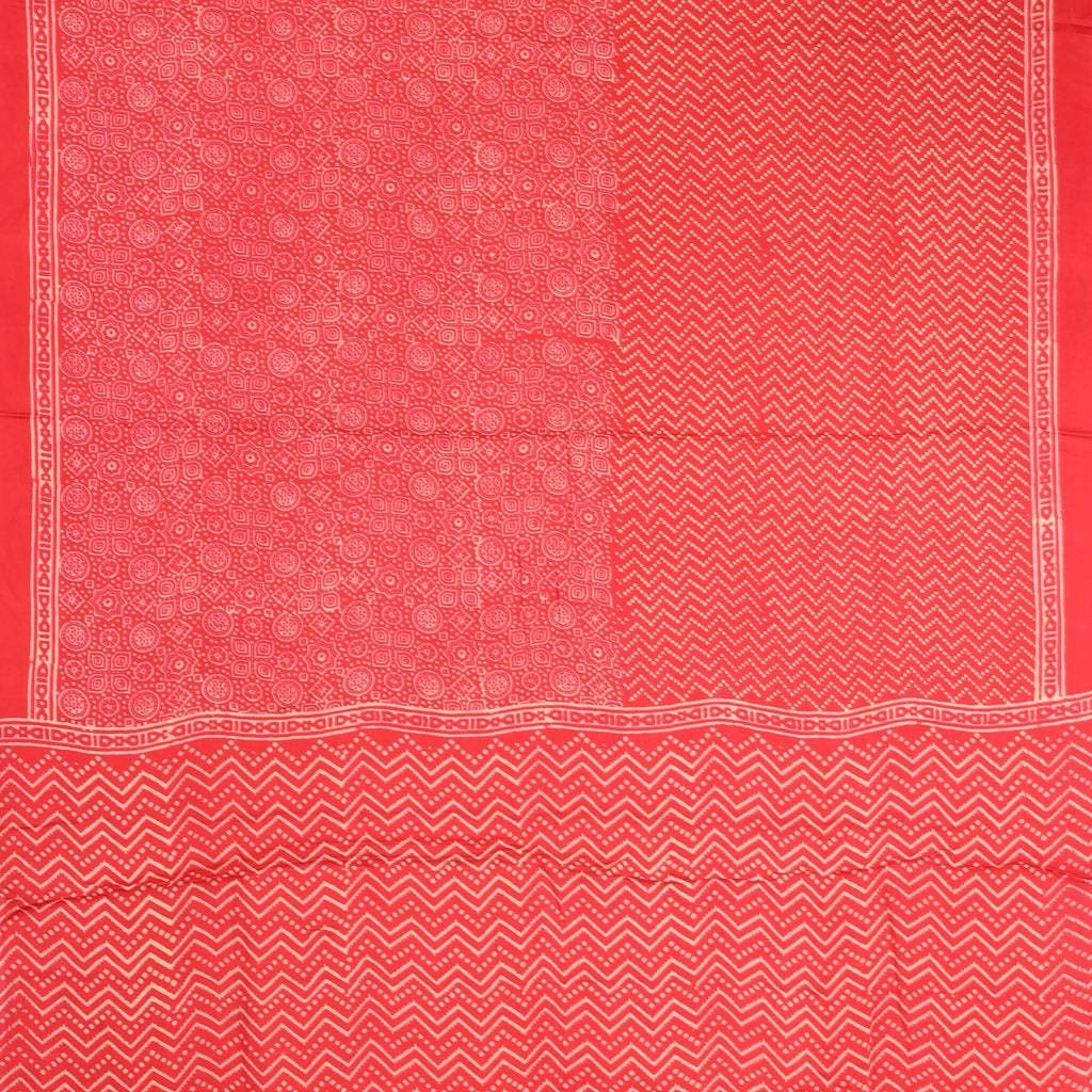 Vibrant Red Printed Satin Silk Saree