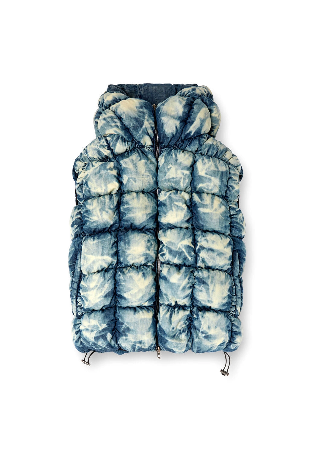W-THYS Tie-dyed Denim Puffer Vest Blue