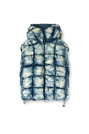 W-THYS Tie-dyed Denim Puffer Vest Blue