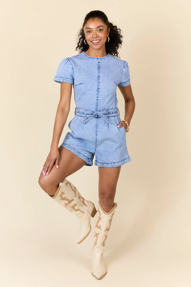 When's Intermission Denim Short Sleeve Romper