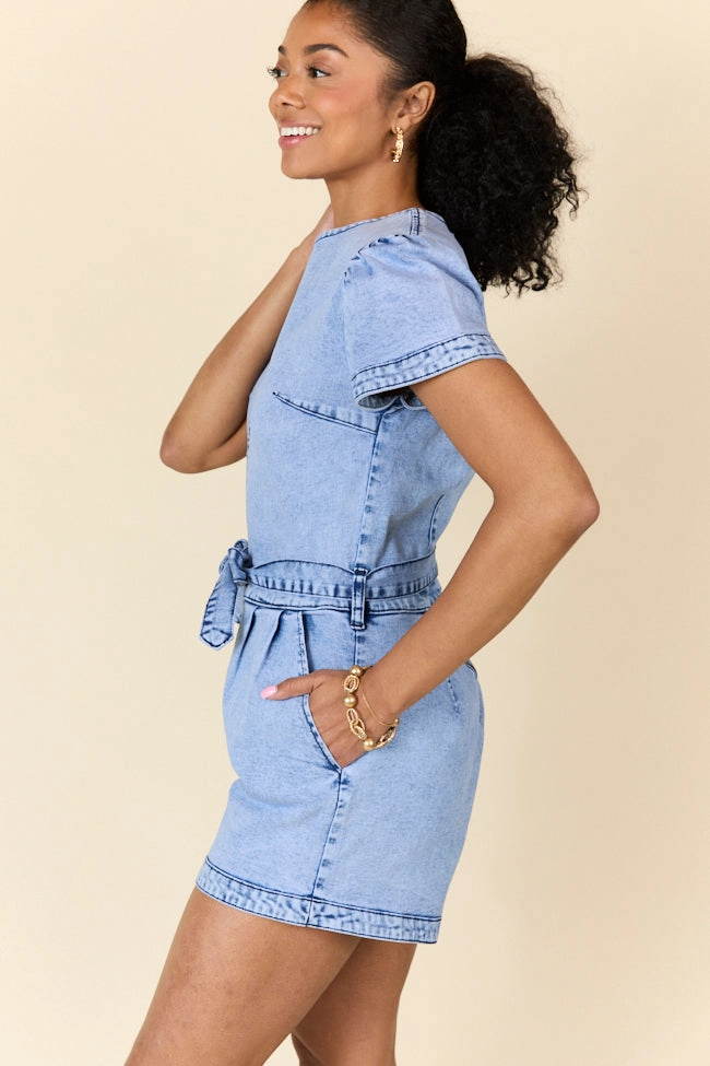 When's Intermission Denim Short Sleeve Romper