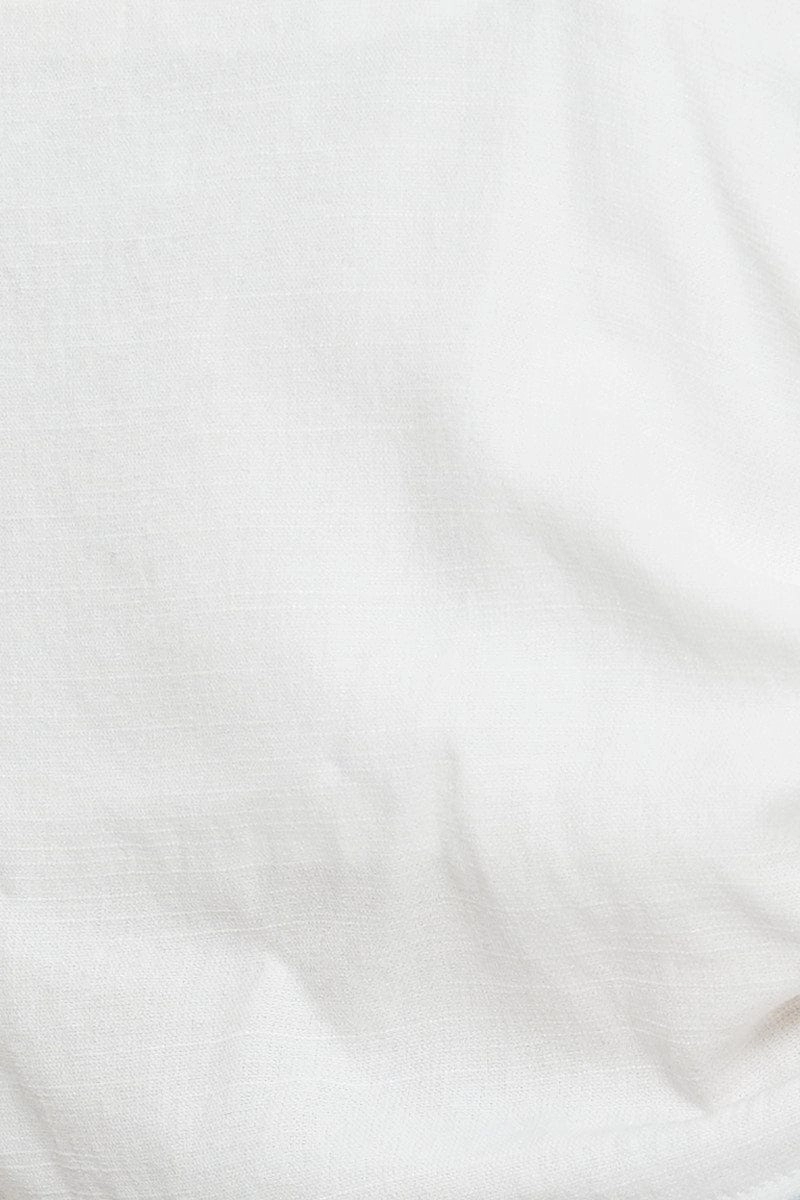 White Designer Linen Look Cowl Neck Drawstring Top