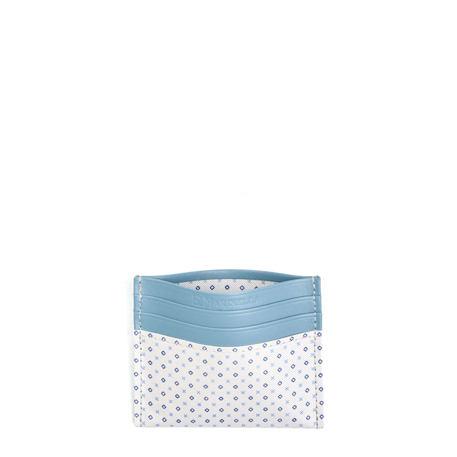 WHITE LEATHER AND SILK CREDIT CARD HOLDER
