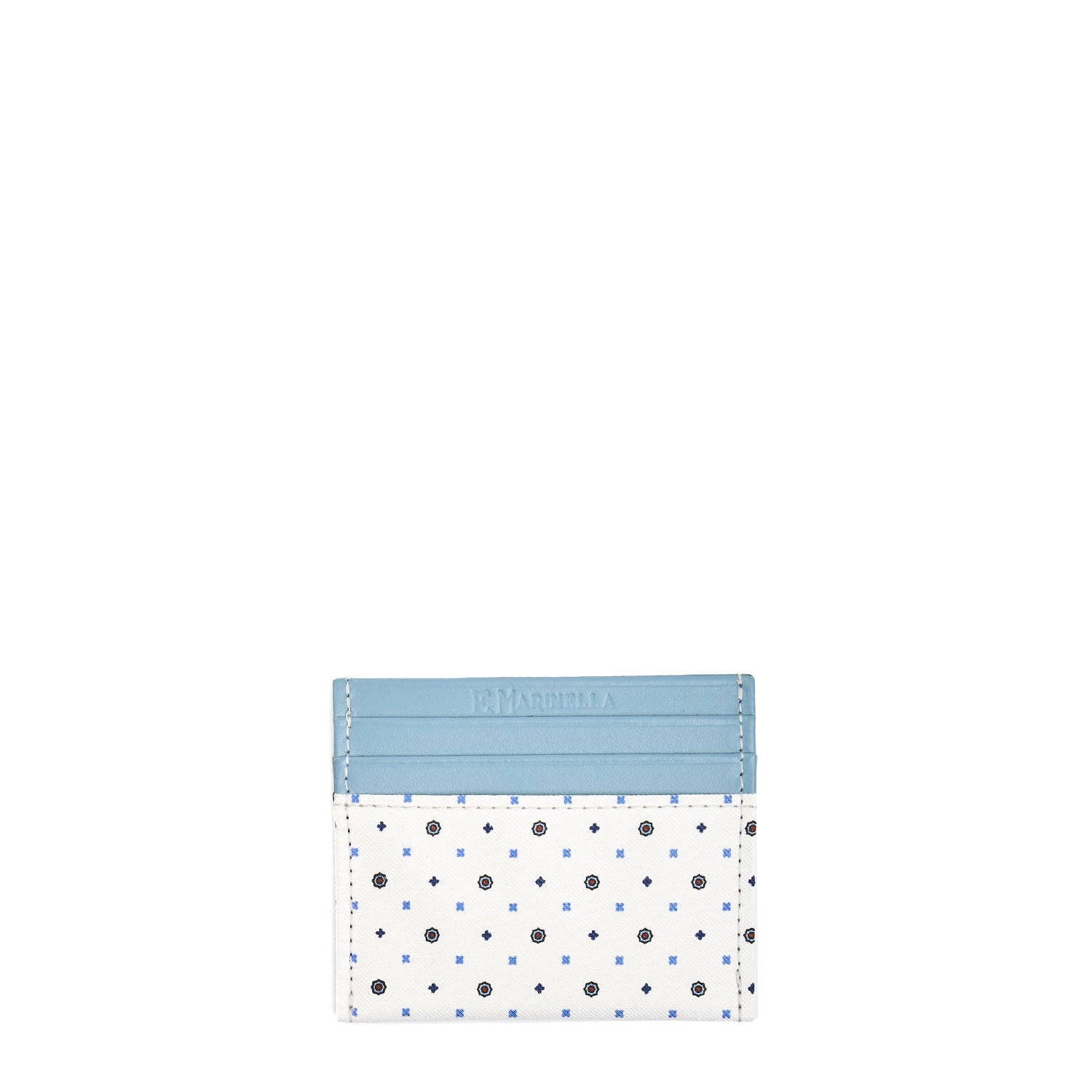 WHITE LEATHER AND SILK CREDIT CARD HOLDER