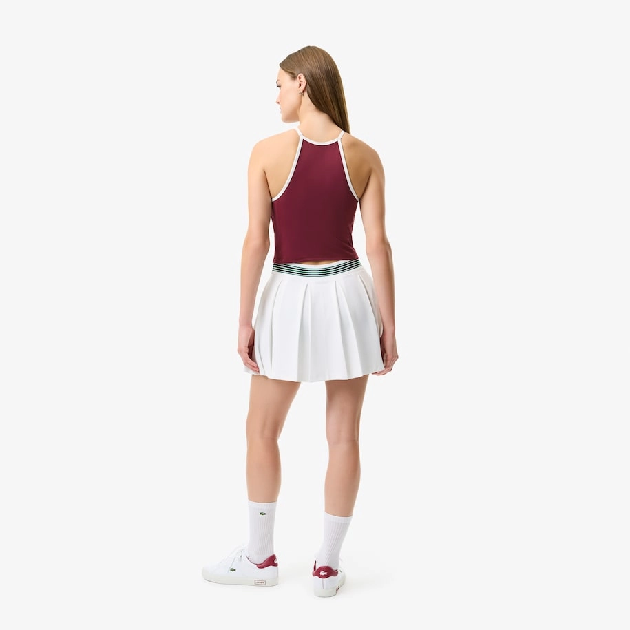 Women's Piqué Tennis Skirt with Built-In Shorts White / Green