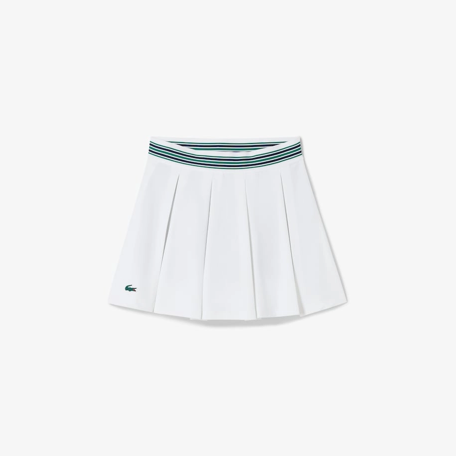 Women's Piqué Tennis Skirt with Built-In Shorts White / Green