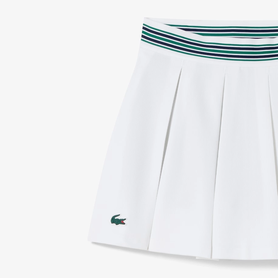 Women's Piqué Tennis Skirt with Built-In Shorts White / Green