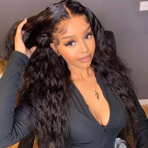 WOWANGEL 13X6 HD Lace Full Frontal Wig Nature Wave Pre Plucked Seamless Hairline