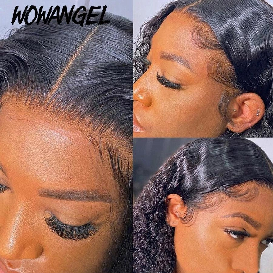 WOWANGEL 13X6 HD Lace Full Frontal Wig Nature Wave Pre Plucked Seamless Hairline