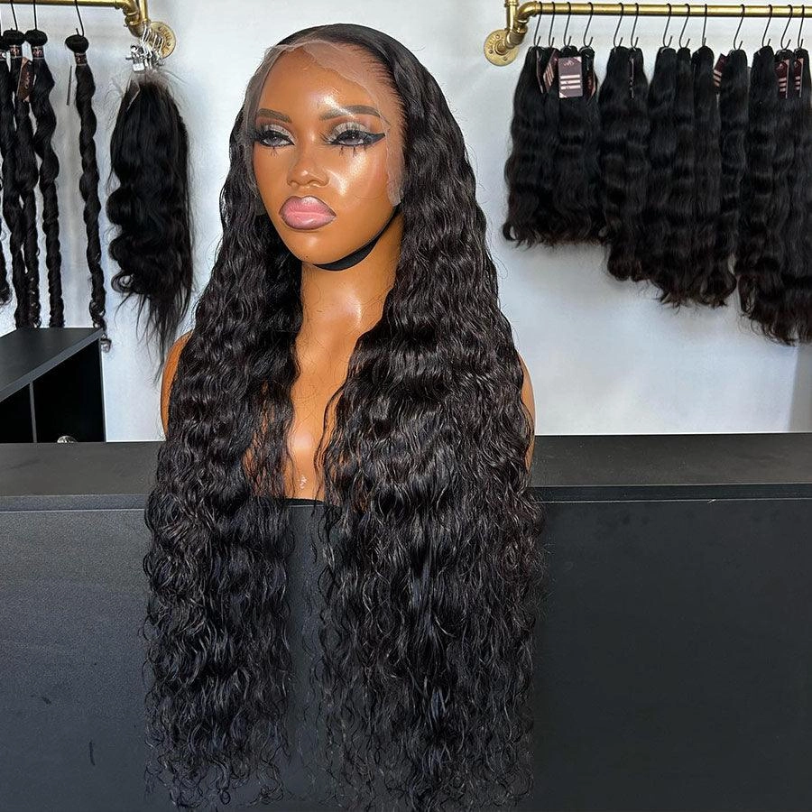 WOWANGEL 13X6 HD Lace Full Frontal Wig Nature Wave Pre Plucked Seamless Hairline