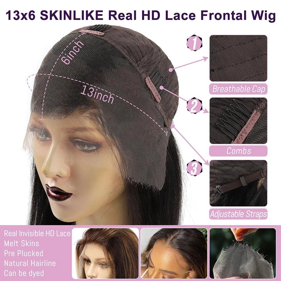 WOWANGEL 13x6 HD Lace Full Frontal Wig Water Wave Clean Hairline