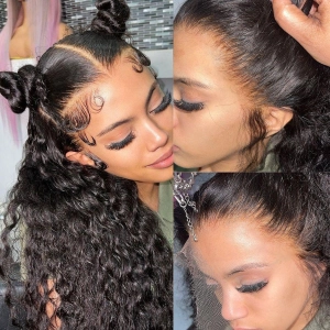 WOWANGEL 13x6 HD Lace Full Frontal Wig Water Wave Clean Hairline