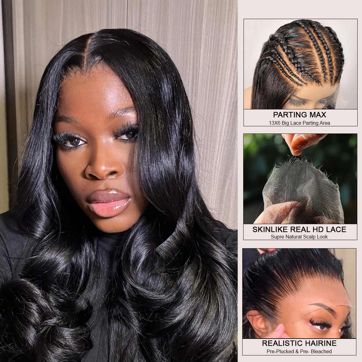 WOWANGEL 13x6 HD Lace Full Frontal Wig Water Wave Clean Hairline