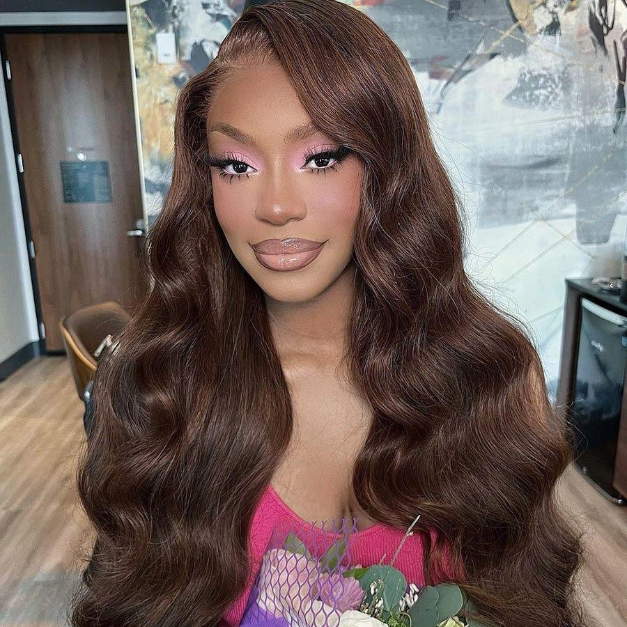 WOWANGEL 6x6 Skinlike Real HD Lace Closure Wig #4 Brown Color Body Wave