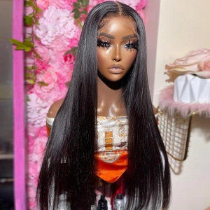 WOWANGEL 7x7 Straight Skinlike Real HD Lace Closure Wig 250% Density Glueless Wig
